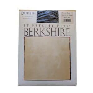 Vtg Berkshire It Fits 4416 All Day‎ Sheer Sandalfoot Stockings Black 1X-2X